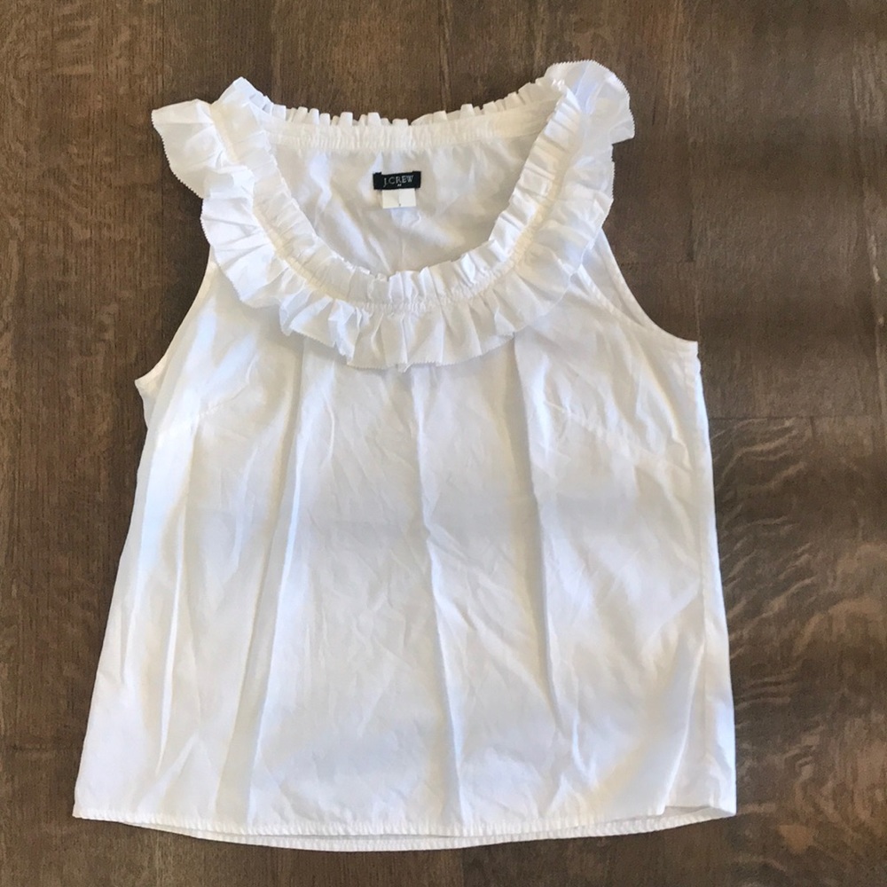 J. Crew white ruffle tank